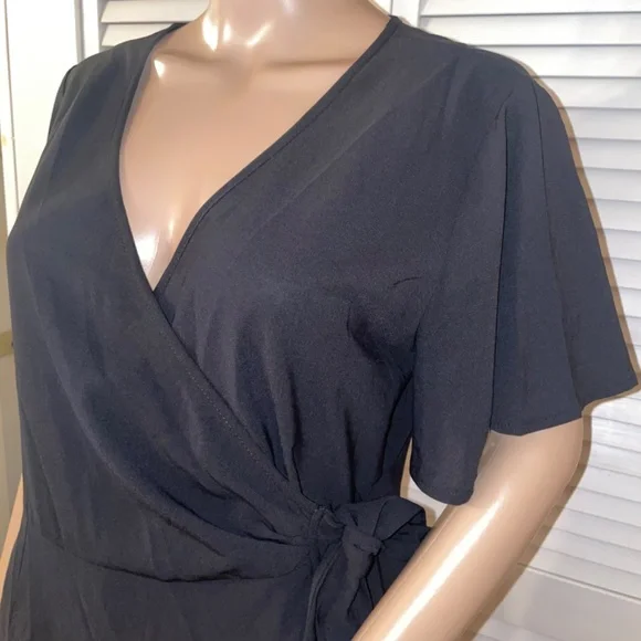 Summer Women Short Sleeve V Neck Casual Short Ruffle Dresses - Picture 13 of 16